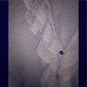 3/4 ruffled button up sweater